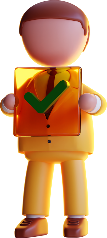 3d character businessman holding verified